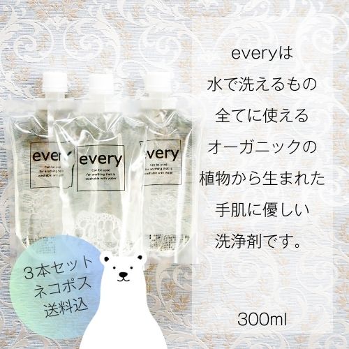 every [エヴリィ]水で洗えるもの全てに使える洗浄剤300ml×3本セット 他の商品同梱不可